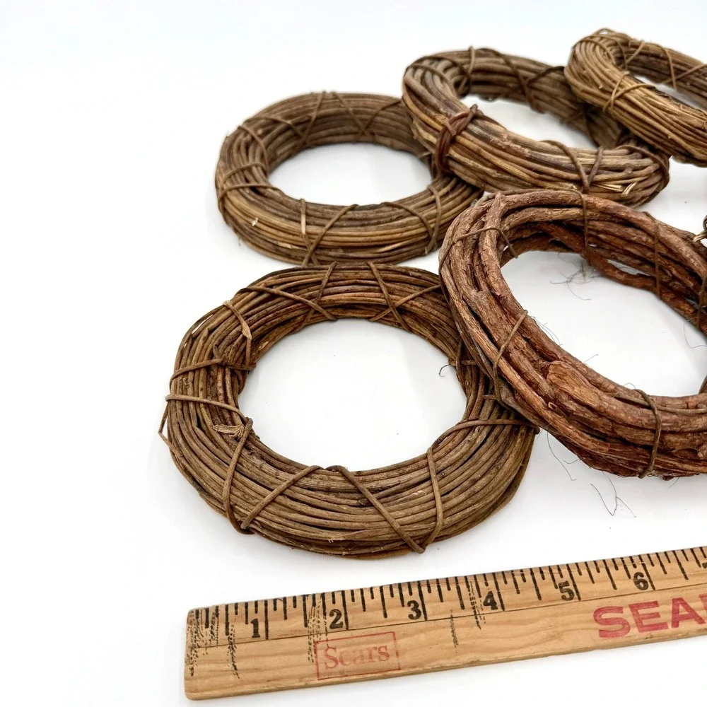 Set of 6‎ Natural Grapevine Napkin Rings Rustic Brown Twig Wreath Table Decor
